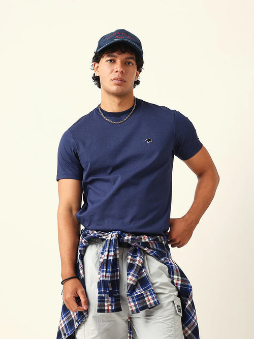 Blue Crew Neck Fit T-Shirt with Bear Logo