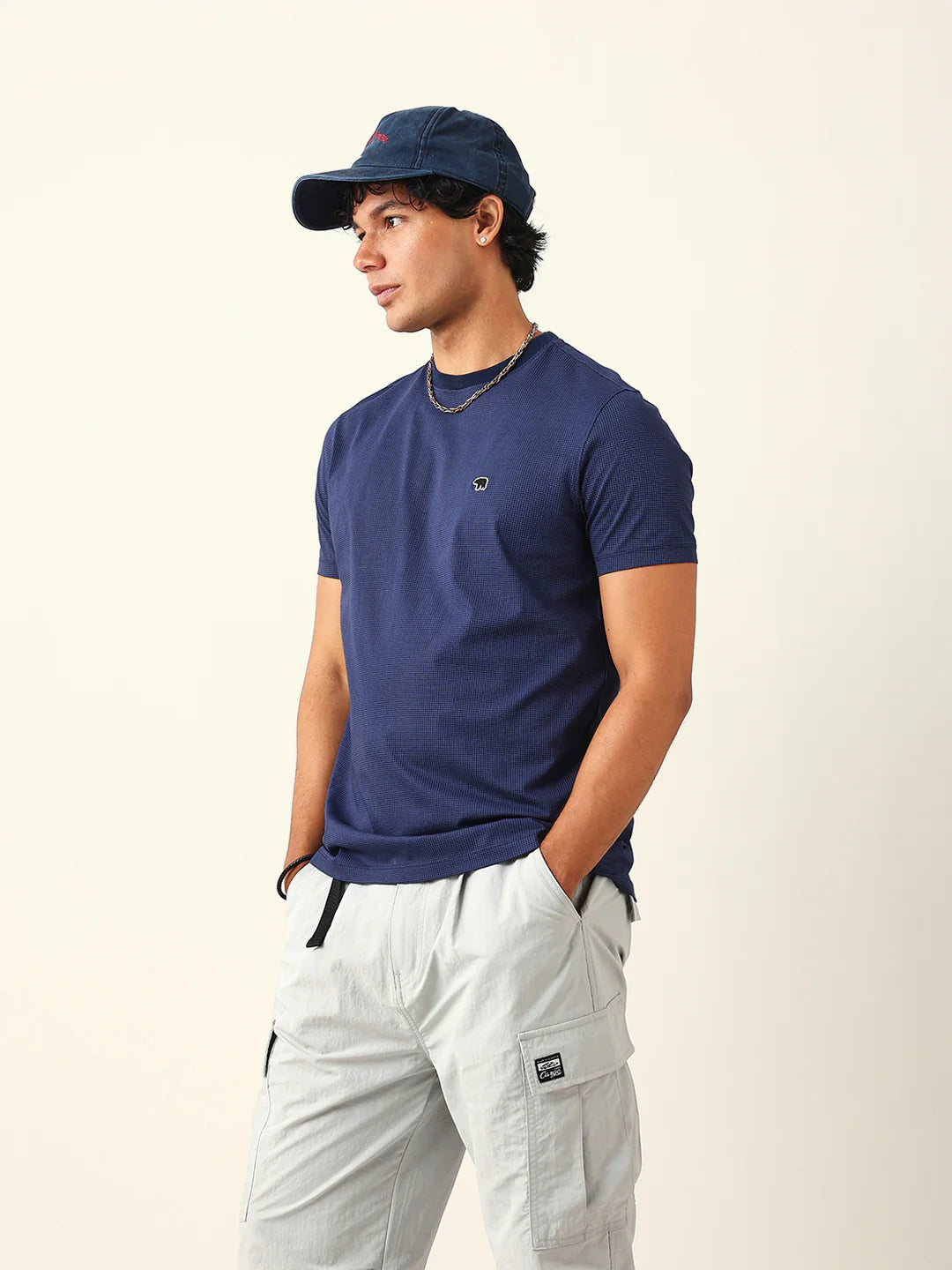 Blue Crew Neck Fit T-Shirt with Bear Logo